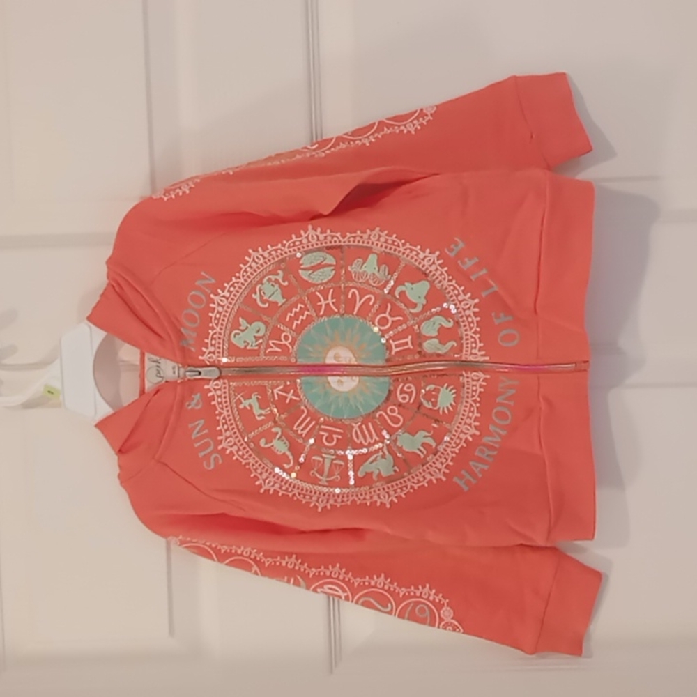 Peek Sun & Moon Colorful Coral Hoodie Perfect for Spring.  NWT Size 4/5